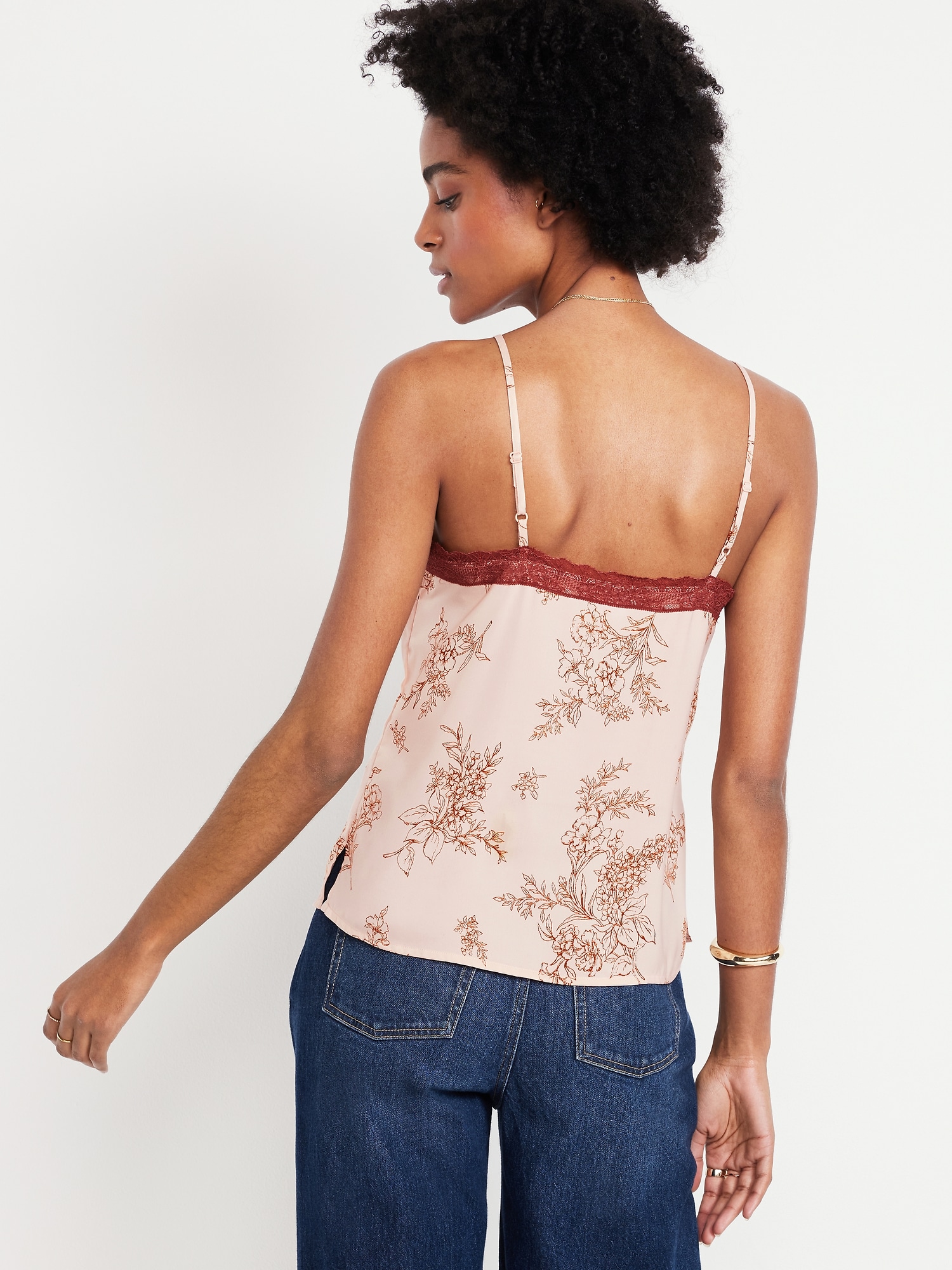 カットソー(長袖+七分) Ameri VINTAGE - Ameri vintage VELOUR CAMI SET LACE TOP Floral Camisole Y2k Lingerie Tank Top Lace Trim Cami Flower