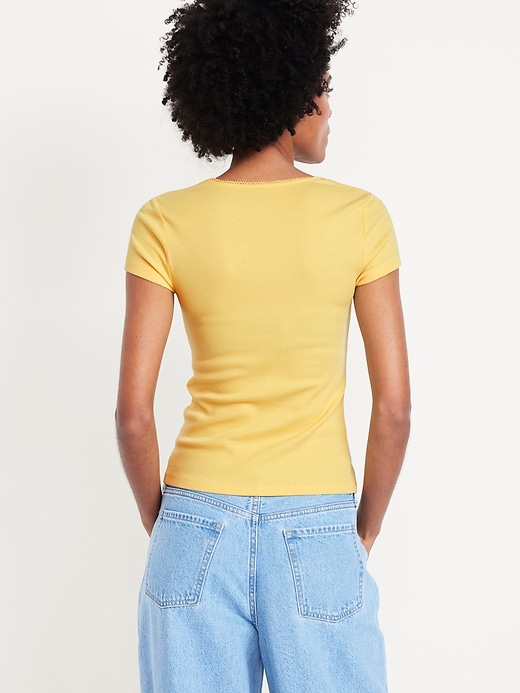 Image number 2 showing, Square-Neck Ribbed T-Shirt