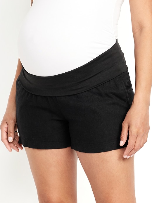 Image number 5 showing, Maternity Linen-Blend Pull-On Shorts -- 3.5-inch inseam