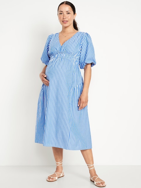 Maternity Waist-Defined Midi Dress