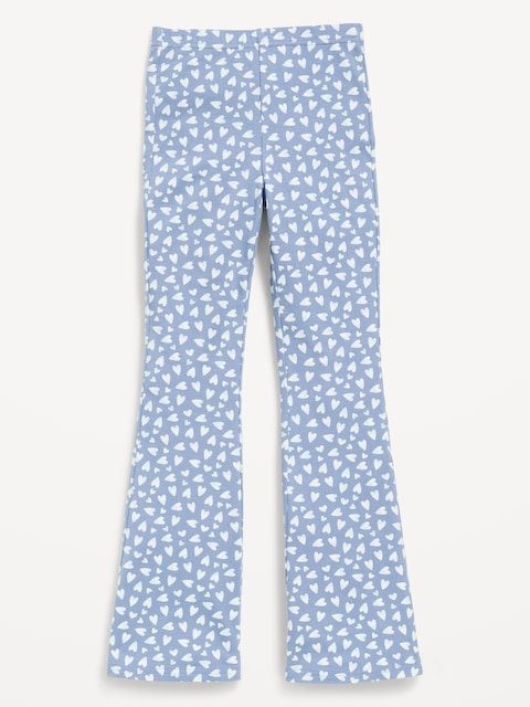 Printed High-Waisted Flared Leggings for Girls - Blue Heart