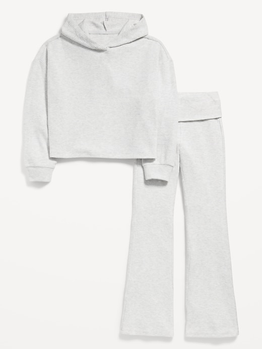 Image number 4 showing, CozePlush Pullover Hoodie and Flare-Leg Pants Set for Girls
