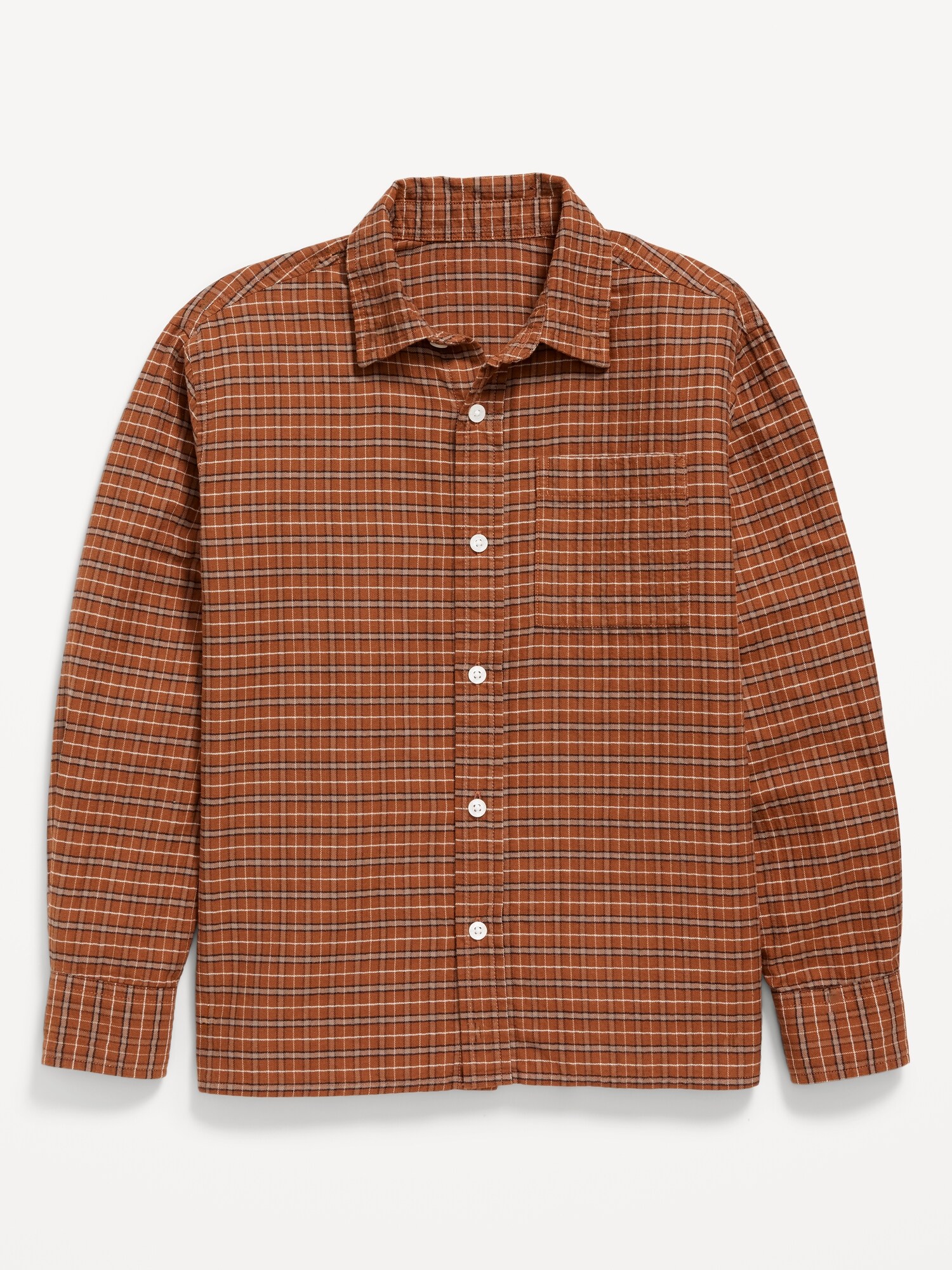 Рубашка Old Navy Long-Sleeve Textured Plaid Pocket Shirt для мальчиков, цвет: Коричневый клетчатый — фото 2