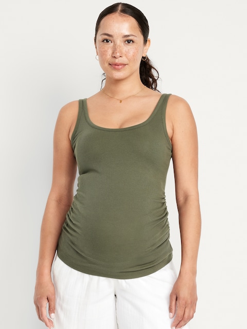Maternity Scoop-Neck Ribbed Tank Top - Alpine Tundra