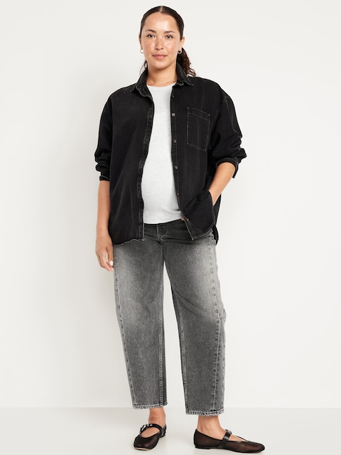 Maternity Full Panel Barrel Jeans - Graphite