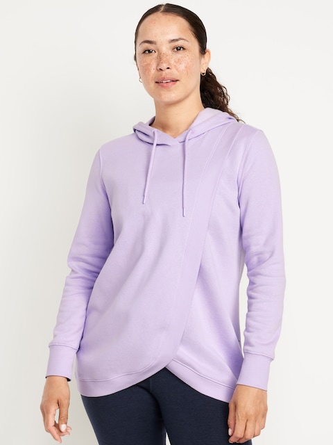 Maternity Cross-Front Nursing Pullover Hoodie - Lavender Aura