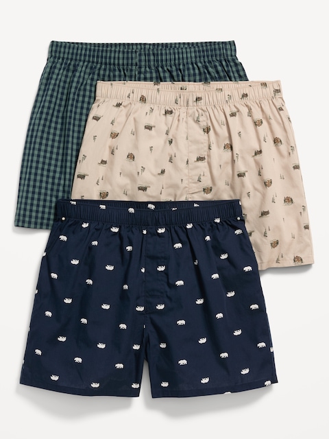 3-Pack Soft-Washed Boxer Shorts -- 3.75-inch inseam - Green Cabins