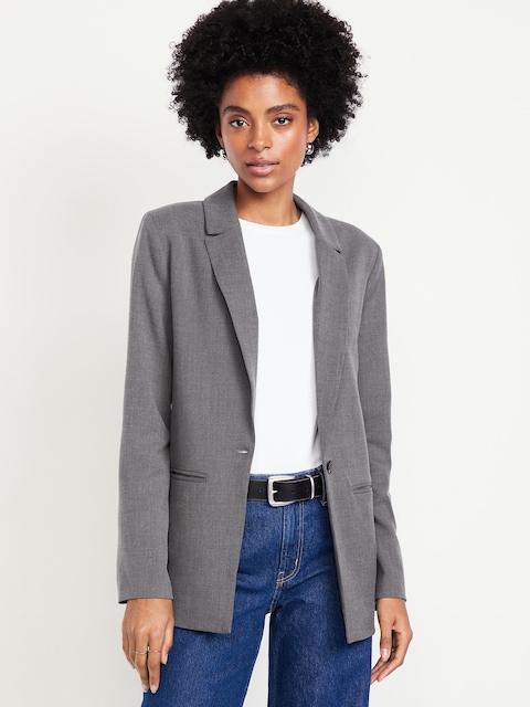 Classic Double-Weave Blazer - Heather Gray