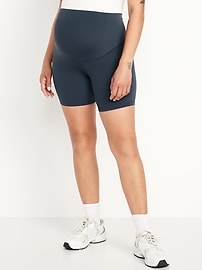 Image number 1 showing, Maternity Full Panel StudioSmooth Biker Shorts -- 6-inch inseam