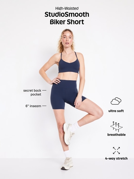 Image number 9 showing, High-Waisted StudioSmooth Biker Shorts -- 6-inch inseam