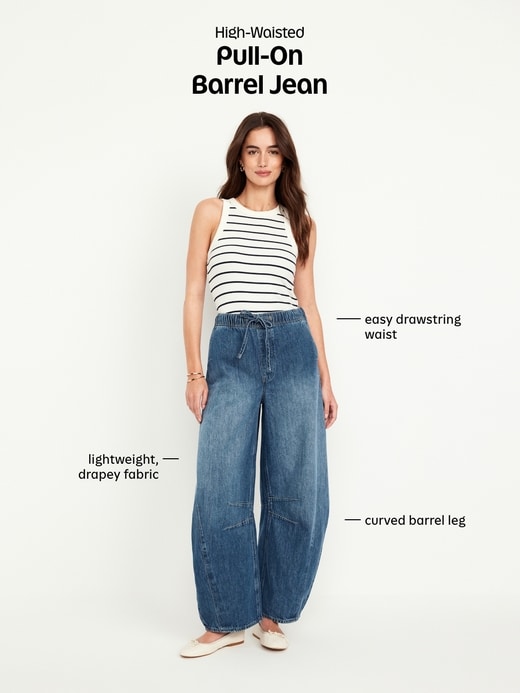 Image number 11 showing, High-Waisted Pull-On Barrel Jeans