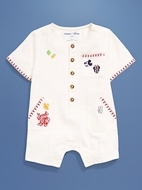 Image number 3 showing, Old Navy x Disney© Embroidered Linen-Blend One-Piece Romper for Baby