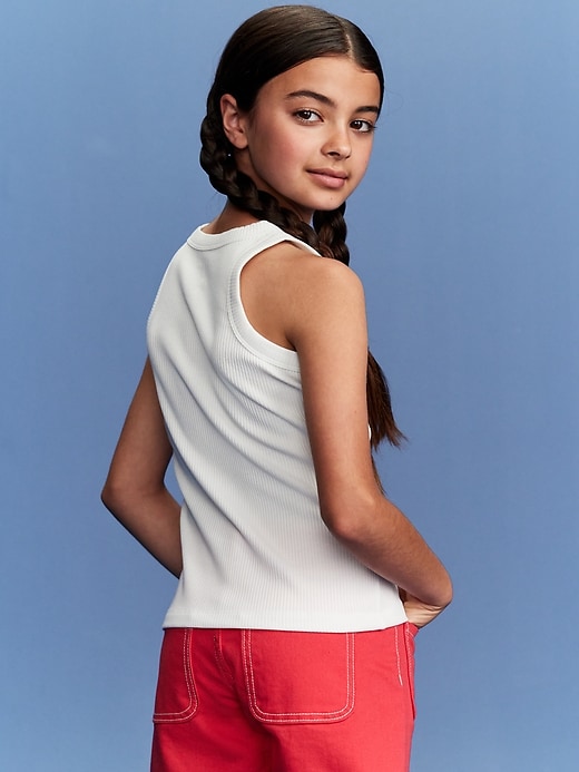 Image number 2 showing, Old Navy x Disney© Mickey Mouse Fitted Ribbed Logo-Graphic Flag Tank Top for Girls