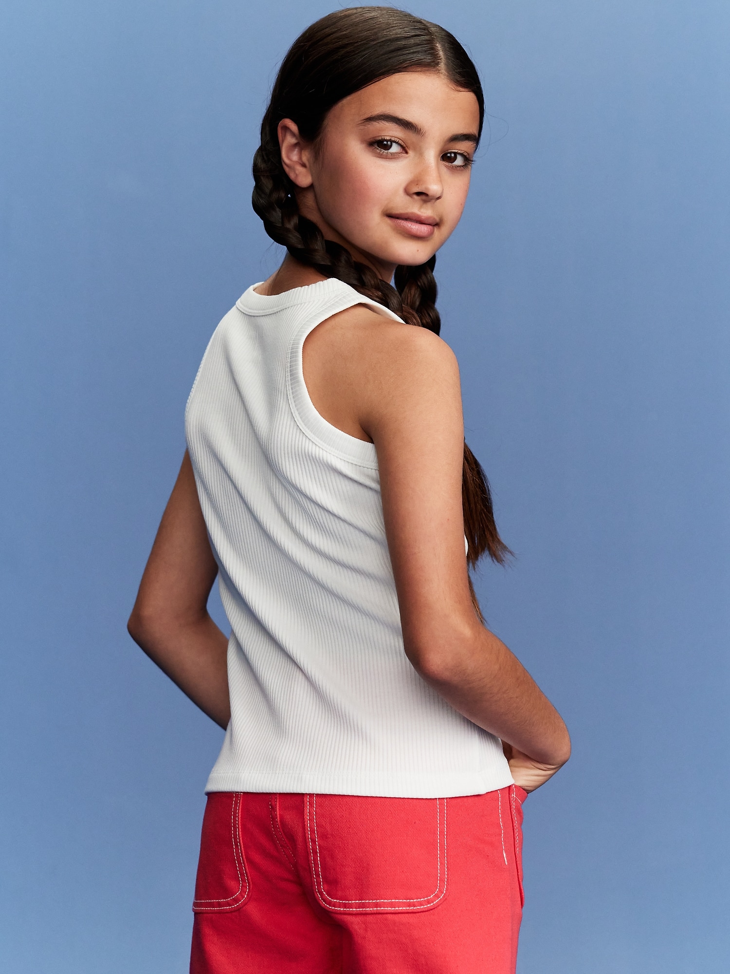 Old Navy x Disney© Mickey Mouse Fitted Ribbed Logo-Graphic Flag Tank Top for Girls