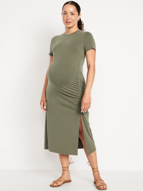 Maternity Short-Sleeve Ruched Dress