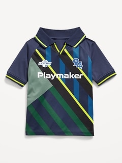 Oversized Collared Graphic Performance Top for Toddler Boys