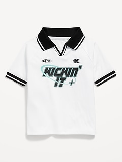 Oversized Collared Graphic Performance Top for Toddler Boys