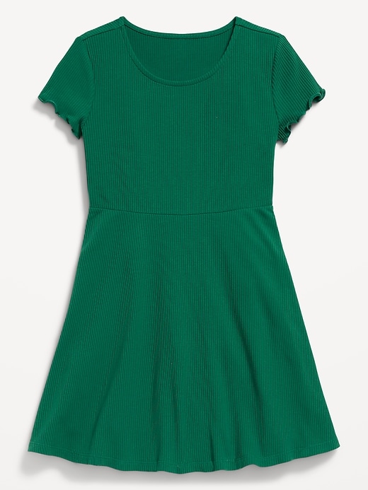 Image number 3 showing, Short-Sleeve Ribbed Fit and Flare Dress for Girls