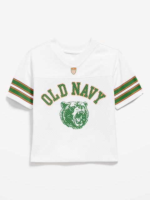 Oversized Mesh Logo-Graphic Football T-Shirt for Toddler Boys - Calla Lily White