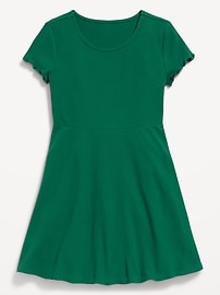 Image number 3 showing, Short-Sleeve Ribbed Fit and Flare Dress for Girls
