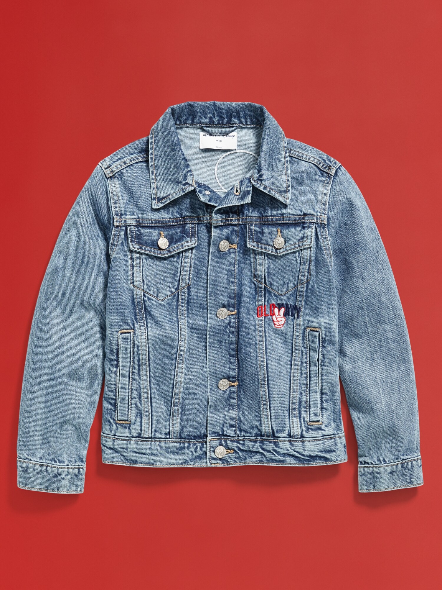 Детская куртка Old Navy x Disney© Mickey Mouse Gender-Neutral Logo-Graphic Jean Trucker, цвет: Средняя варка — фото 3