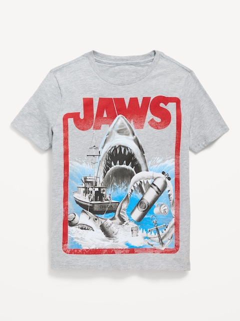 Jaws™ Gender-Neutral Graphic T-Shirt for Kids - Dark Heather Gray