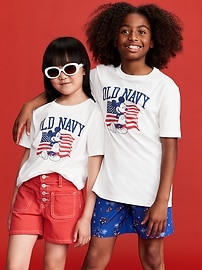 Image number 1 showing, Old Navy x Disney© Mickey Mouse Gender-Neutral Flag Logo-Graphic T-Shirt for Kids