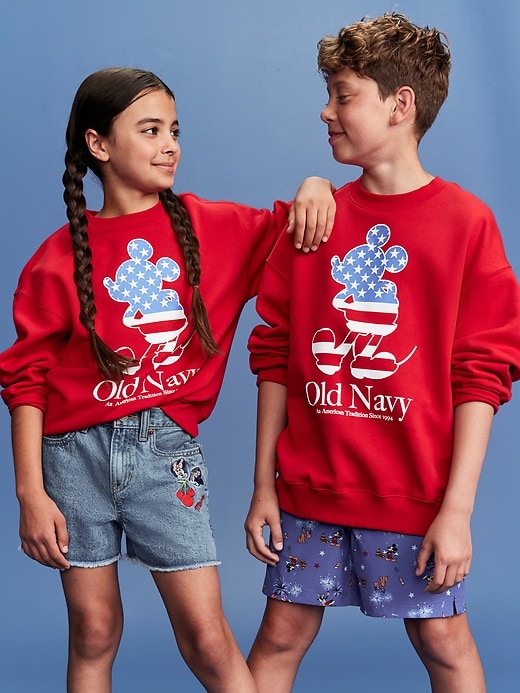 Image number 1 showing, Old Navy x Disney© Mickey Mouse Flag Logo-Graphic Crew-Neck Sweatshirt for Boys