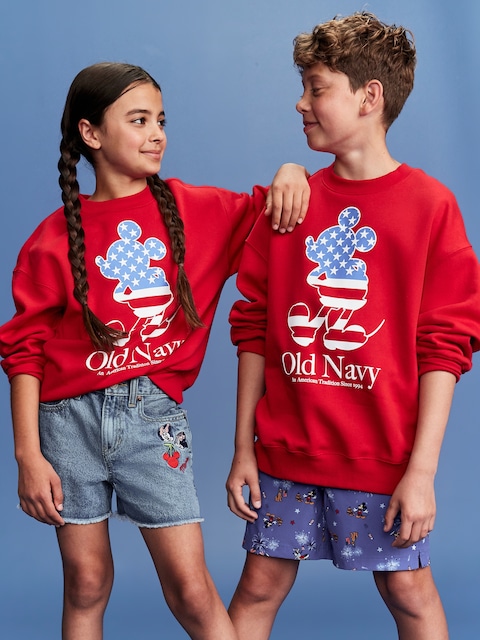 Old Navy x Disney© Mickey Mouse Flag Logo-Graphic Crew-Neck Sweatshirt for Boys - Robbie Red