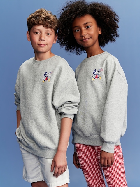 Old Navy x Disney© Mickey Mouse Flag Graphic Crew-Neck Sweatshirt for Boys - Heather Gray