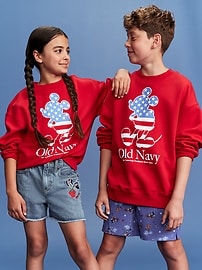 Image number 1 showing, Old Navy x Disney© Mickey Mouse Flag Logo-Graphic Crew-Neck Sweatshirt for Boys