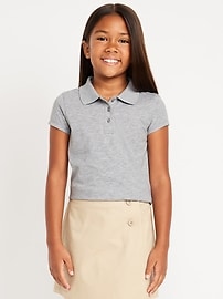 Image number 1 showing, School Uniform Jersey-Knit Polo Shirt for Girls