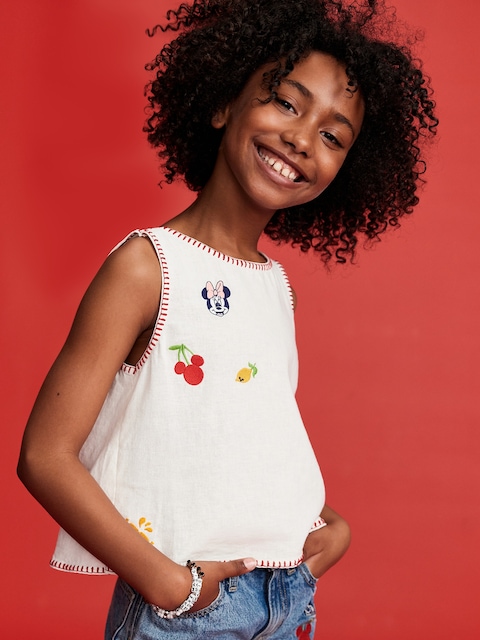 Old Navy x Disney© Sleeveless Linen-Blend Top for Girls - Sea Salt White
