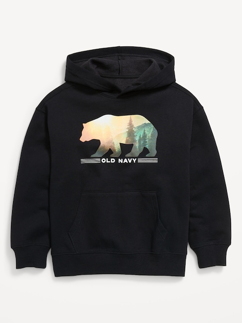 Favorite Fleece Oversized Logo-Graphic Pullover Hoodie for Boys - Blackjack