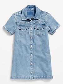 Image number 3 showing, Studded Pocket Jean Shirt Dress for Girls