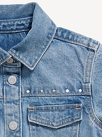 Image number 4 showing, Studded Pocket Jean Shirt Dress for Girls