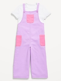 Image number 1 showing, Short-Sleeve T-Shirt and Pocket Jumpsuit Set for Toddler Girls