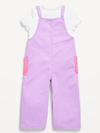 Image number 2 showing, Short-Sleeve T-Shirt and Pocket Jumpsuit Set for Toddler Girls