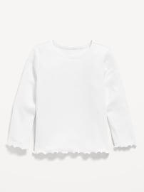 Image number 1 showing, Fitted Long-Sleeve Ribbed T-Shirt for Toddler Girls
