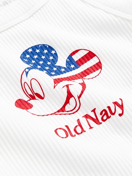 Image number 5 showing, Old Navy x Disney© Mickey Mouse Fitted Ribbed Logo-Graphic Flag Tank Top for Girls