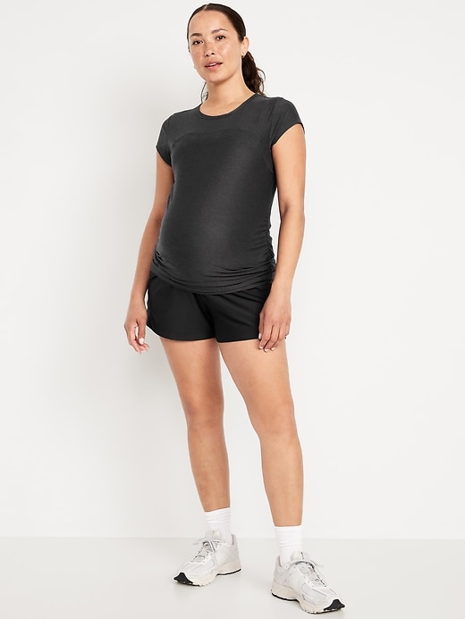 Image number 5 showing, Maternity Rollover-Waist PowerSoft Shorts -- 3-inch inseam