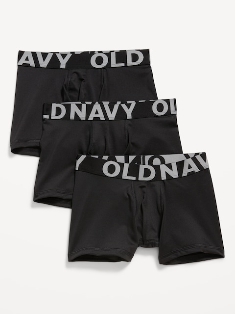 Go-Dry Boxer-Briefs Performance Underwear 3-Pack for Boys - Black Combo