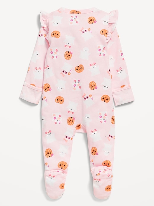 Image number 2 showing, 2-Way-Zip Sleep & Play Ruffle-Shoulder Footed One-Piece for Baby