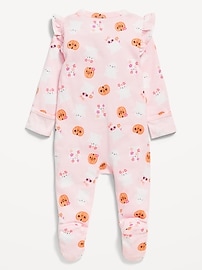 Image number 2 showing, 2-Way-Zip Sleep & Play Ruffle-Shoulder Footed One-Piece for Baby