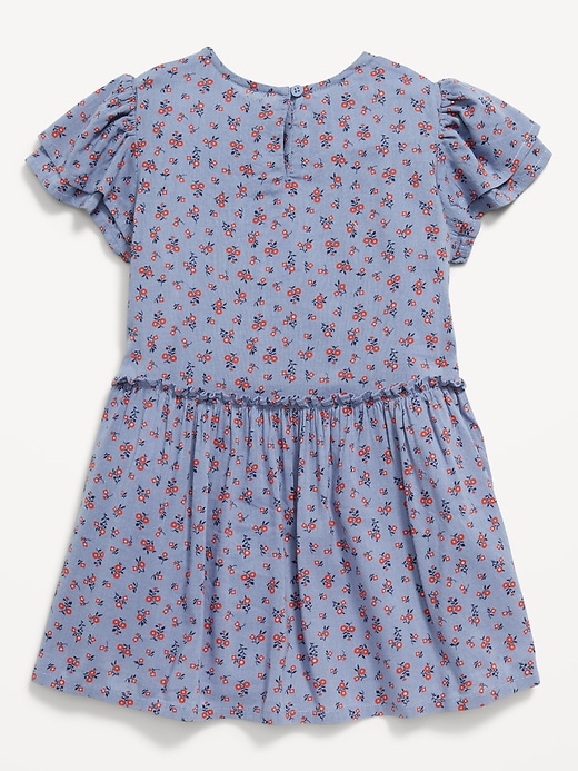 Image number 2 showing, Printed Short-Sleeve Ruffled Bow Dress for Toddler Girls