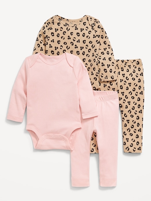 Image number 1 showing, Printed Bodysuit and Leggings 4-Piece for Baby