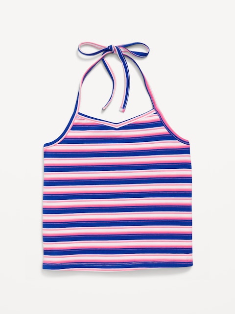 Jersey Halter Top for Girls - Blue Stripe