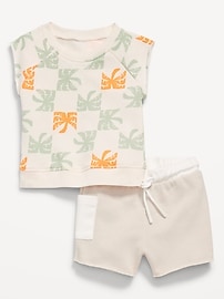 Image number 1 showing, French-Terry Cut-Off Sweatshirt and Shorts Set for Baby