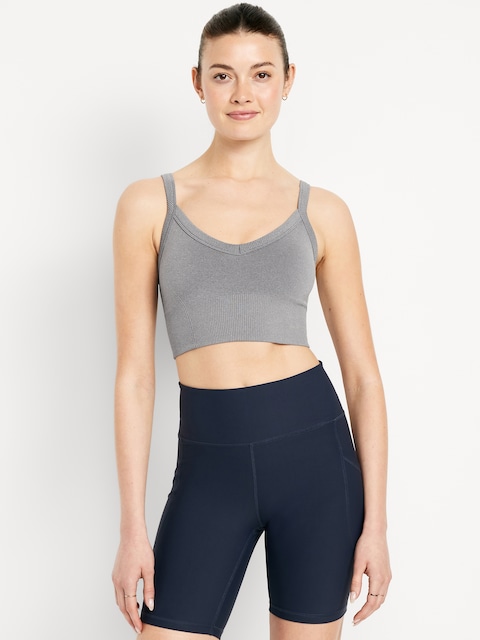 Light Support Fluid Seamless Longline Sports Bra - Heather Gray