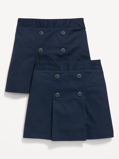 School Uniform Pleated Skort 2-Pack for Girls - Ink Blue